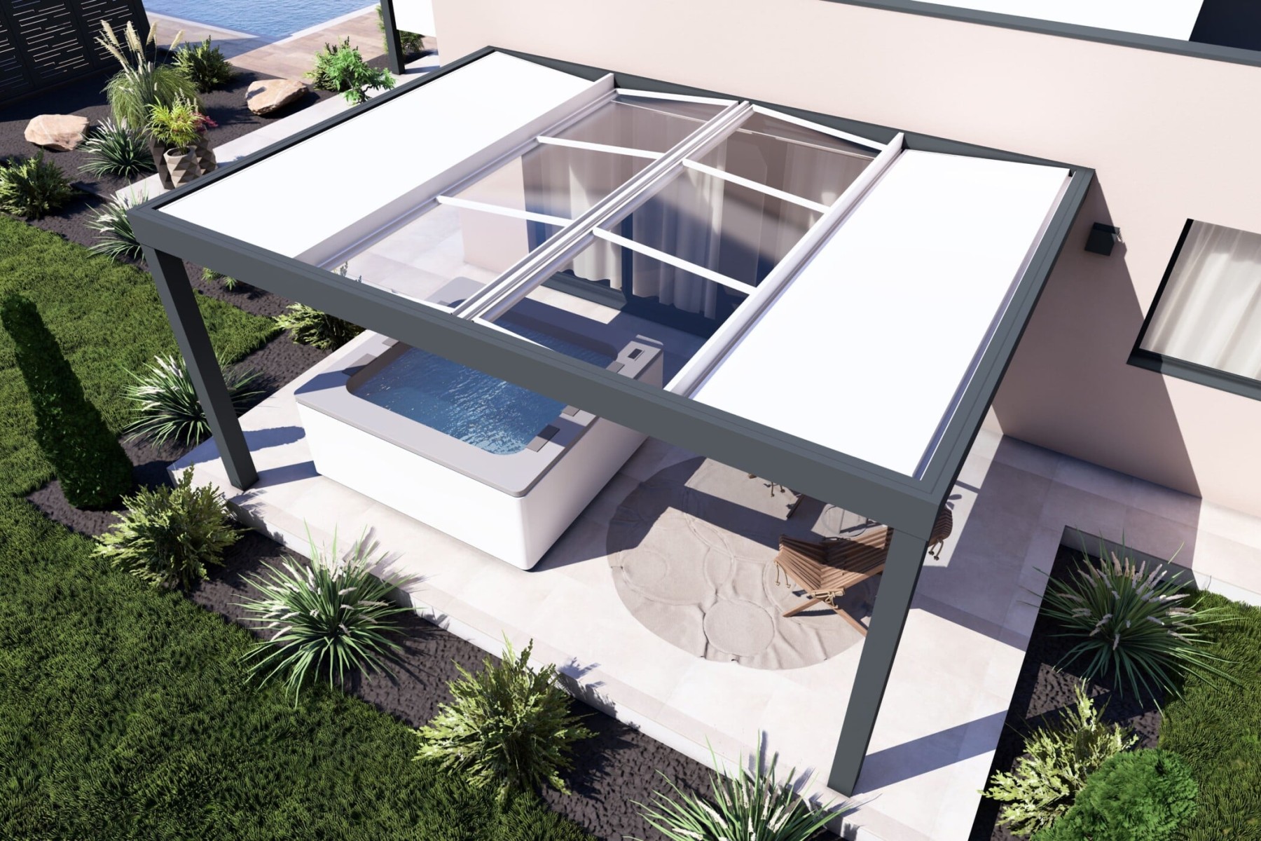 Toiture mixte LA Pergola Concept Alu
